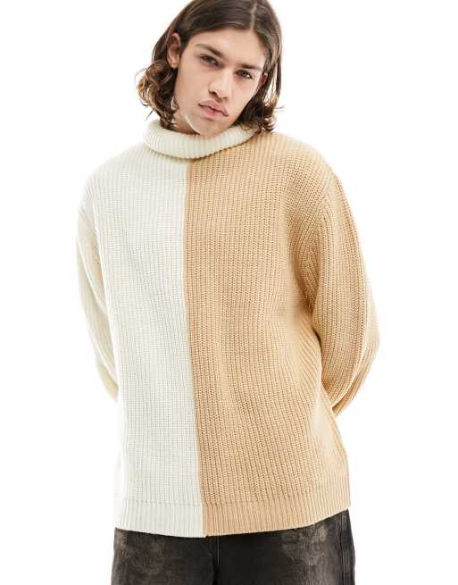 ASOS DESIGN - Completo premium da casa in maglia beige con maglione e  pantaloni