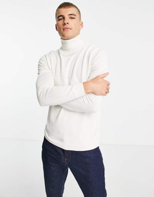 ASOS DESIGN - Maglione con collo alto in cotone bianco, 3 di 4