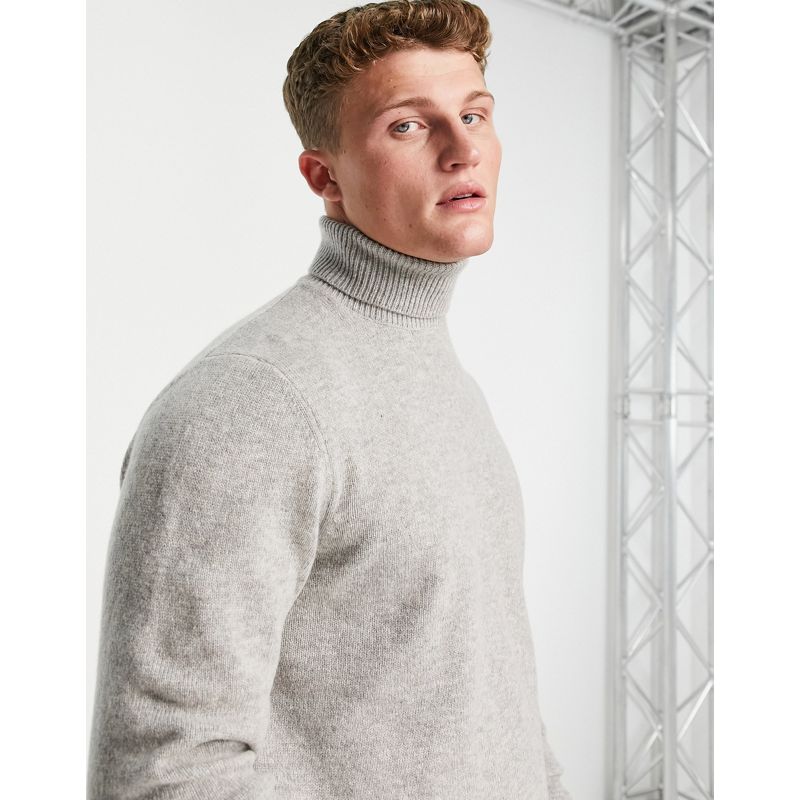 x3XtL Maglione a collo alto DESIGN - Maglione con collo alto in lana d'agnello grigio chiaro