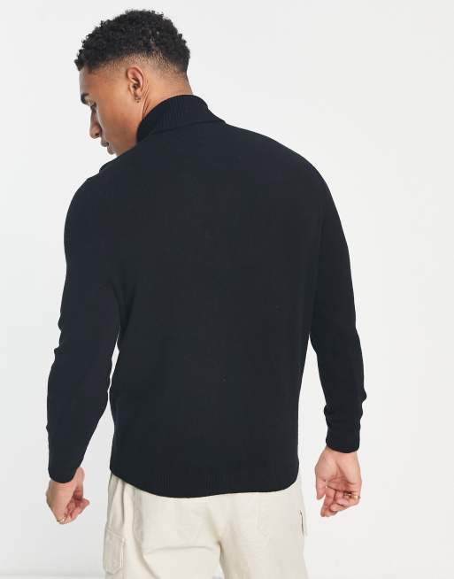ASOS DESIGN - Maglione con collo alto in lana di agnello nero, 2 di 4