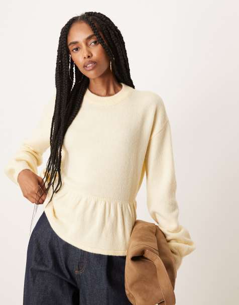 ASOS DESIGN - Maglione con fondo a peplo color latticello - view 1