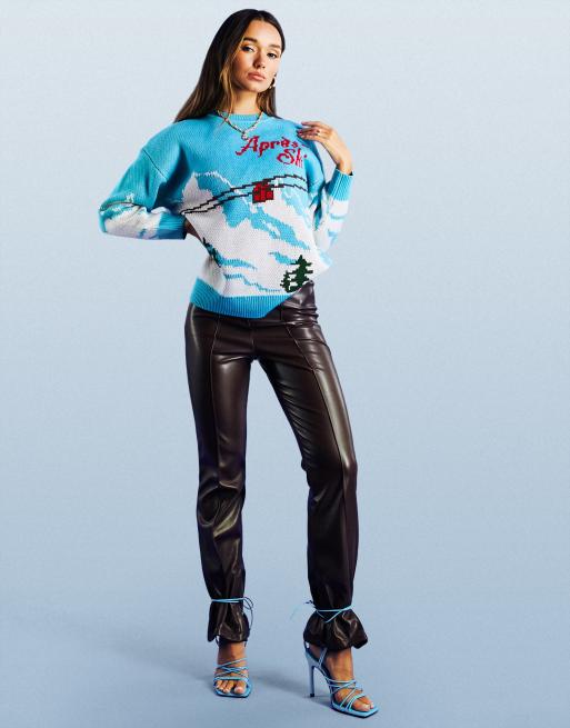 ASOS DESIGN - Maglione con scritta "Apres Ski" blu, 4 di 4