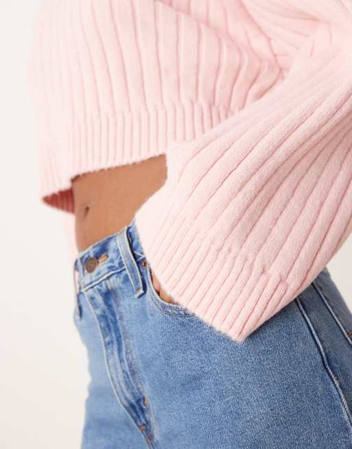 ASOS DESIGN - Maglione corto lavorato rosa, 3 di 4