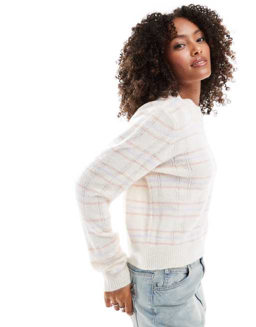 ASOS DESIGN - Maglione écru soffice a quadri