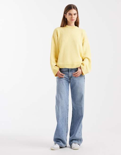 ASOS DESIGN - Maglione giallo in misto cotone con maniche ampie, 2 di 4