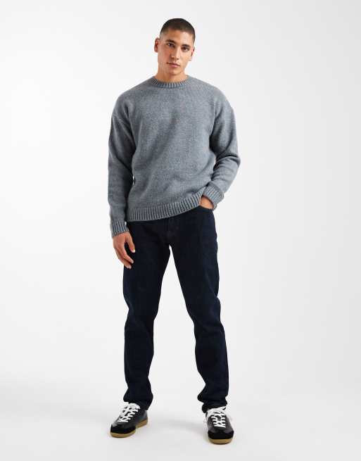 ASOS DESIGN - Maglione girocollo comodo blu mélange, 2 di 5