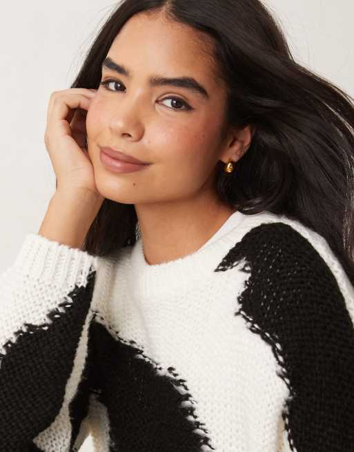 ASOS DESIGN - Maglione girocollo con stampa pezzata monocromatica, 3 di 4