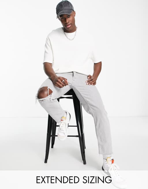 ASOS DESIGN - Maglione girocollo in cotone bianco di media pesantezza lavorato a maglia