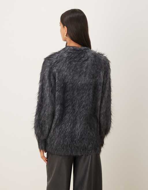 ASOS DESIGN - Maglione girocollo in maglia super cigliata grigia , 4 di 4