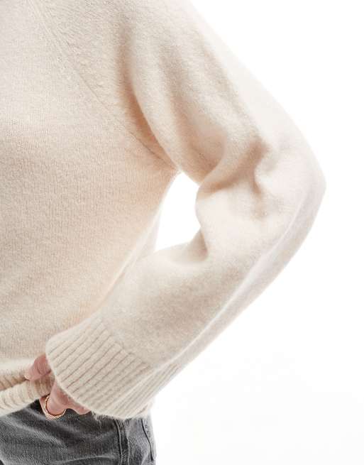ASOS DESIGN - Maglione girocollo lavorato color crema con maniche raglan, 4 di 4