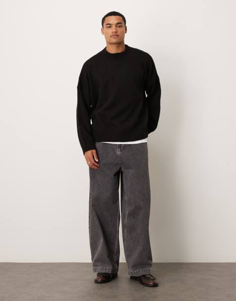 ASOS DESIGN - Maglione girocollo lavorato super oversize squadrato nero - view 1