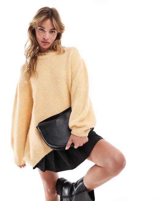 ASOS DESIGN - Maglione girocollo oversize color burro