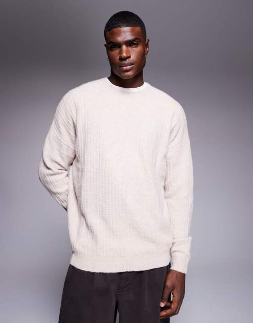 ASOS DESIGN - Maglione girocollo oversize color pietra