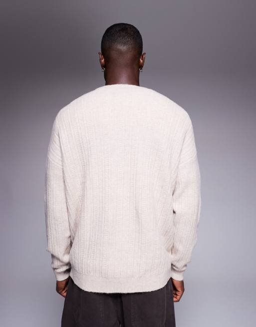 ASOS DESIGN - Maglione girocollo oversize color pietra, 3 di 5