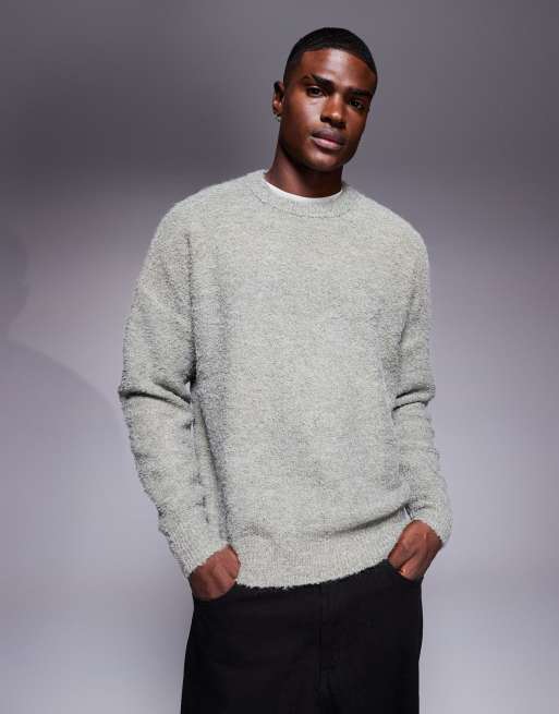 ASOS DESIGN - Maglione girocollo oversize color salvia bouclé