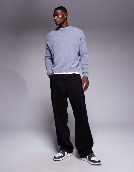 ASOS DESIGN - Maglione girocollo oversize grigio mélange in lana d'agnello, 2 di 5