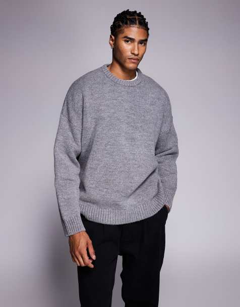 ASOS DESIGN - Maglione girocollo oversize grigio testurizzato - view 1