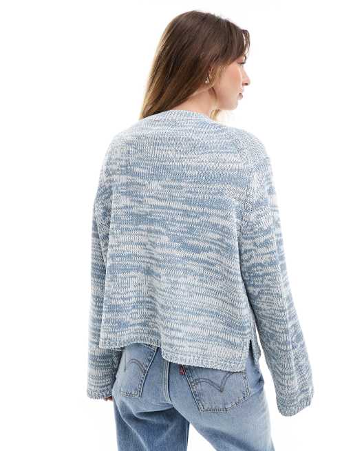 ASOS DESIGN - Maglione girocollo oversize in filato ritorto blu, 4 di 4