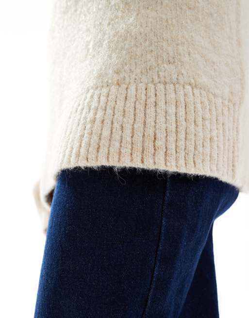 ASOS DESIGN - Maglione girocollo oversize pesante in misto lana écru, 3 di 4