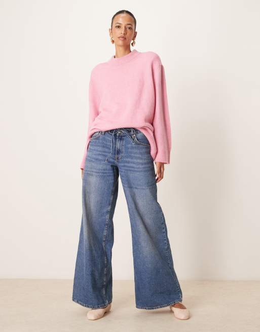 ASOS DESIGN - Maglione girocollo oversize rosa tenue, 3 di 4
