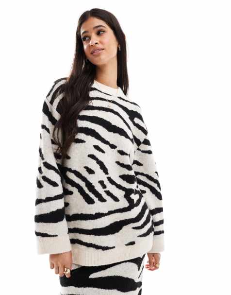 ASOS DESIGN - Maglione girocollo oversize zebrato in coordinato - view 1