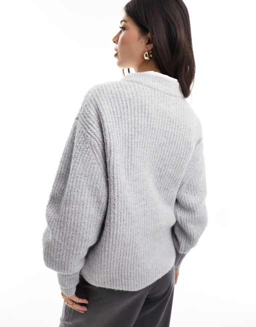 ASOS DESIGN - Maglione girocollo soffice grigio, 4 di 4