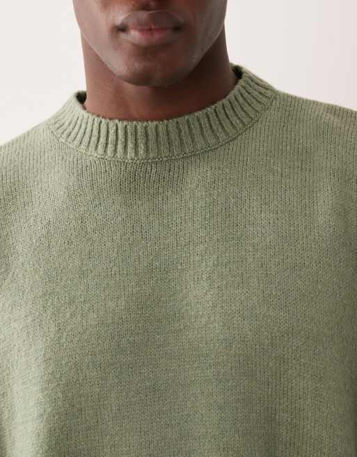 ASOS DESIGN - Maglione girocollo super oversize squadrato verde salvia mélange, 5 di 5