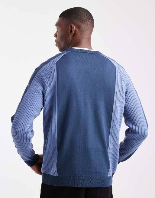 ASOS DESIGN - Maglione girocollo vestibilità comoda blu navy con maniche lunghe raglan, 3 di 5