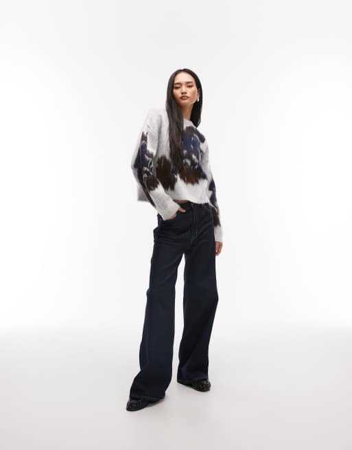 ASOS DESIGN - Maglione grigio spazzolato a fiori, 2 di 4