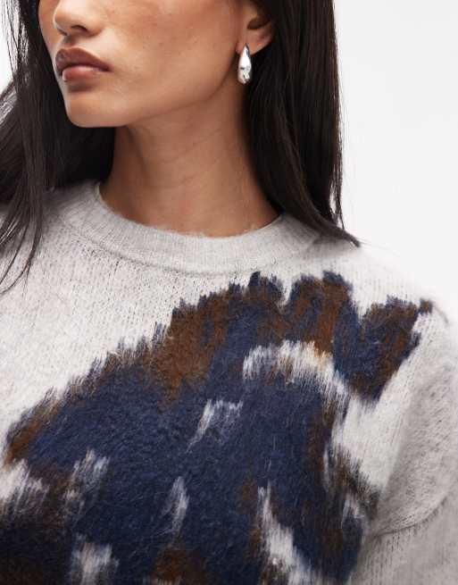 ASOS DESIGN - Maglione grigio spazzolato a fiori, 3 di 4