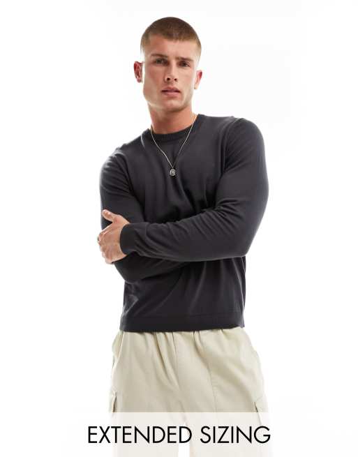 ASOS DESIGN - Maglione in cotone antracite