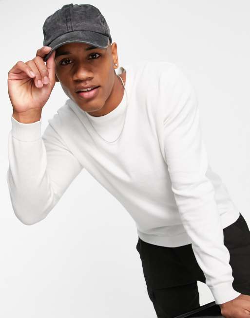 ASOS DESIGN - Maglione in maglia di cotone bianco