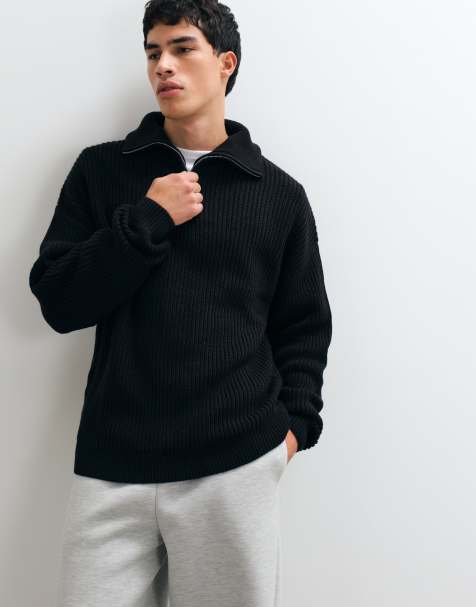 ASOS DESIGN maglione in maglia super oversize con collo a imbuto nero - view 1
