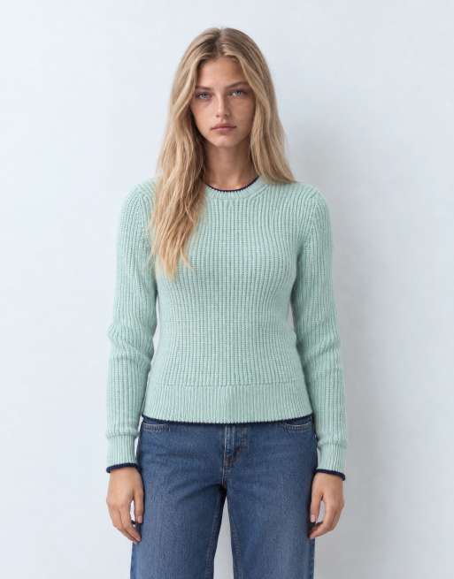 ASOS DESIGN maglione lavorato a maglia girocollo in acquamarina, 8 di 10