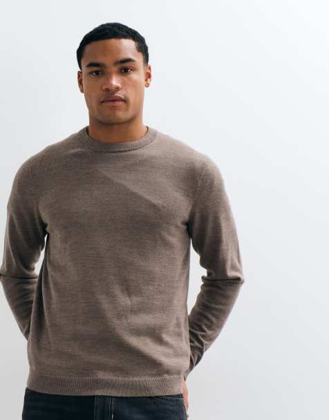 ASOS DESIGN maglione lavorato a maglia in lana merino marrone - view 1