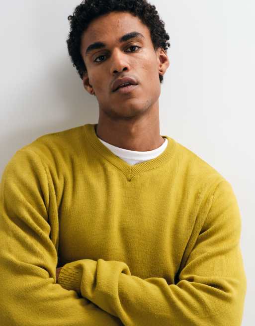 ASOS DESIGN maglione lavorato a maglia oversize con scollo a V in chartreuse, 3 di 5