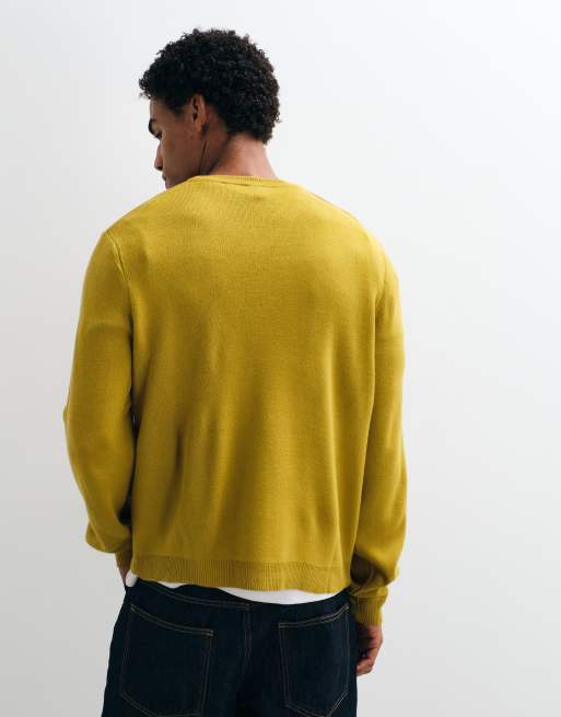 ASOS DESIGN maglione lavorato a maglia oversize con scollo a V in chartreuse, 5 di 5