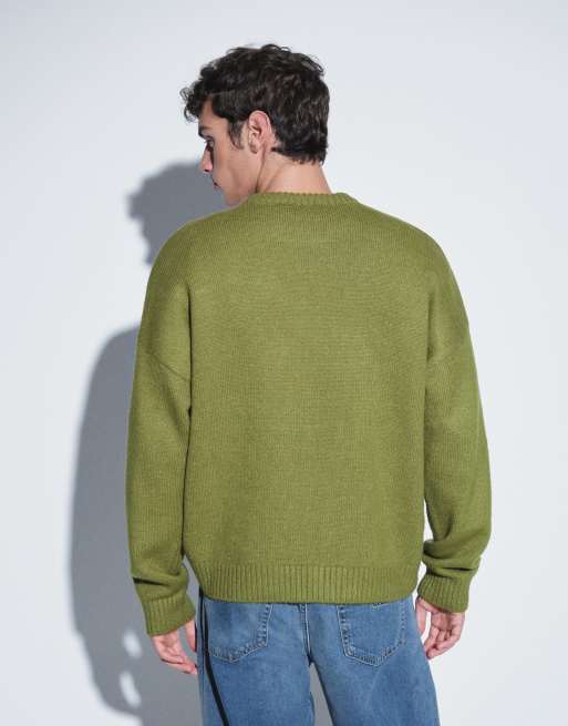 ASOS DESIGN maglione lavorato a maglia super oversize in mélange verde lime, 4 di 5