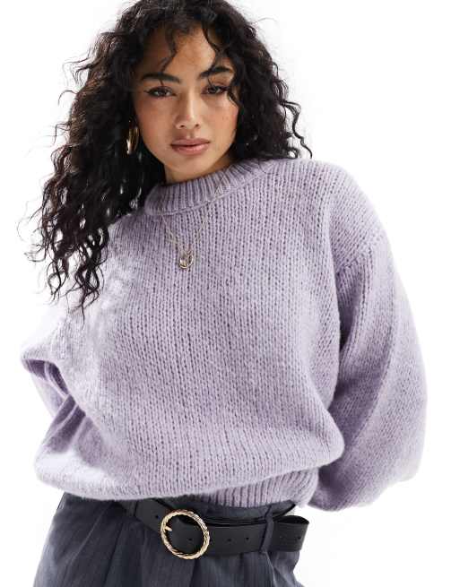 ASOS DESIGN - Maglione lavorato ampio color lilla