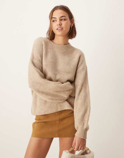 ASOS DESIGN - Maglione lavorato color avena