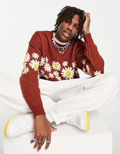 ASOS DESIGN - Maglione lavorato con motivo a fiori