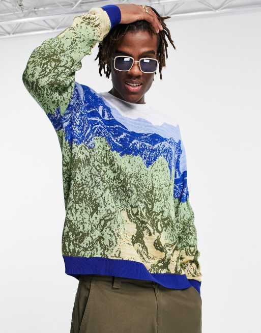 ASOS DESIGN - Maglione lavorato con quadro di ulivo stile Van Gogh, 3 di 4
