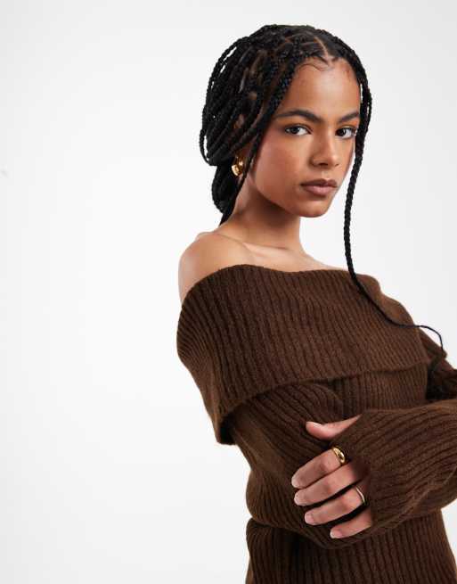 ASOS DESIGN - Maglione lavorato écru con scollo alla Bardot, 4 di 4