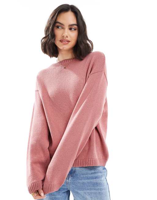 ASOS DESIGN - Maglione lavorato rosa polvere testurizzato