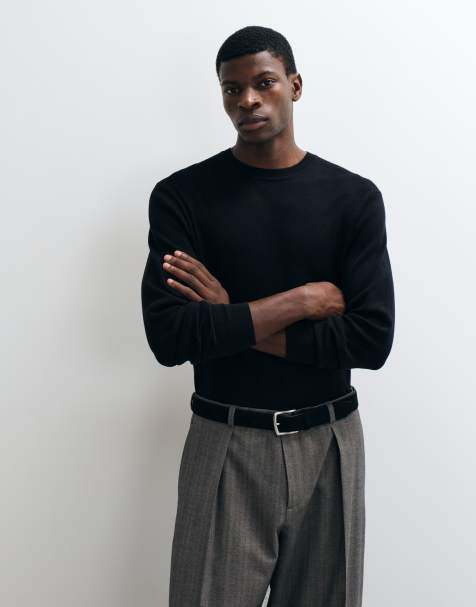 ASOS DESIGN maglione leggero a girocollo lavorato a maglia nero - view 1