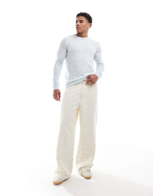 ASOS DESIGN - Maglione leggero azzurro in maglia spazzolata, 3 di 4