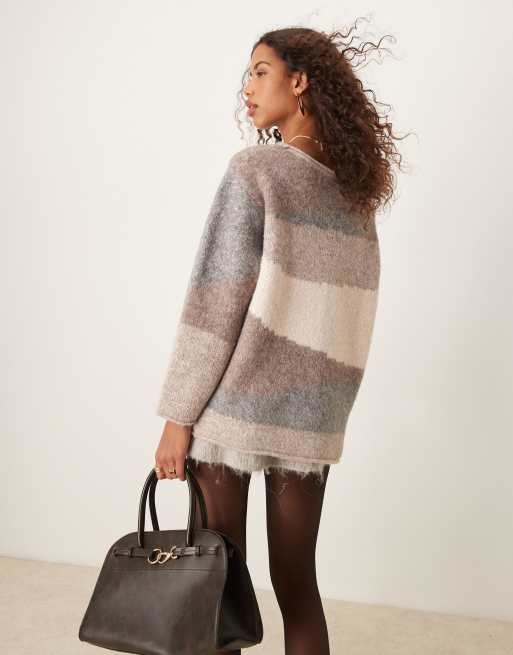 ASOS DESIGN - Maglione marrone con motivo lavorato a mano, 3 di 4