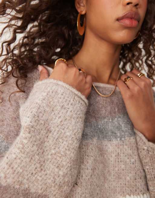 ASOS DESIGN - Maglione marrone con motivo lavorato a mano, 4 di 4