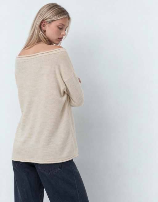 ASOS DESIGN maglione morbido con spalle scoperte color crema, 9 di 9