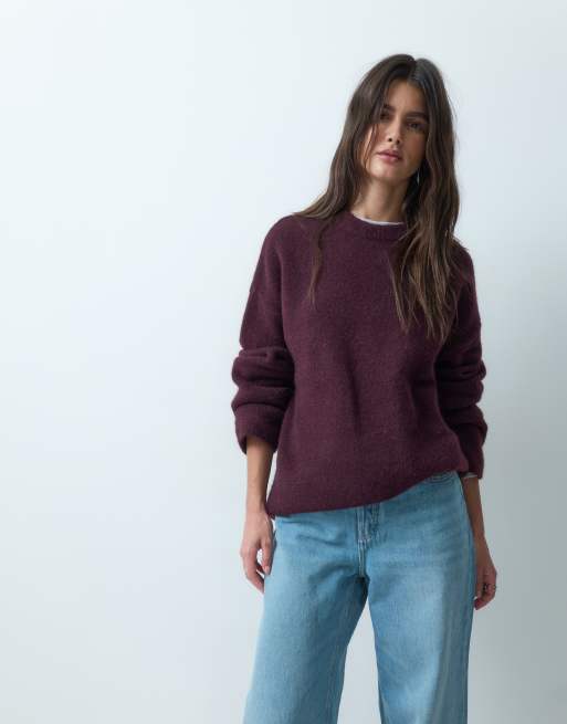 ASOS DESIGN - Maglione morbido e soffice bordeaux, 3 di 4